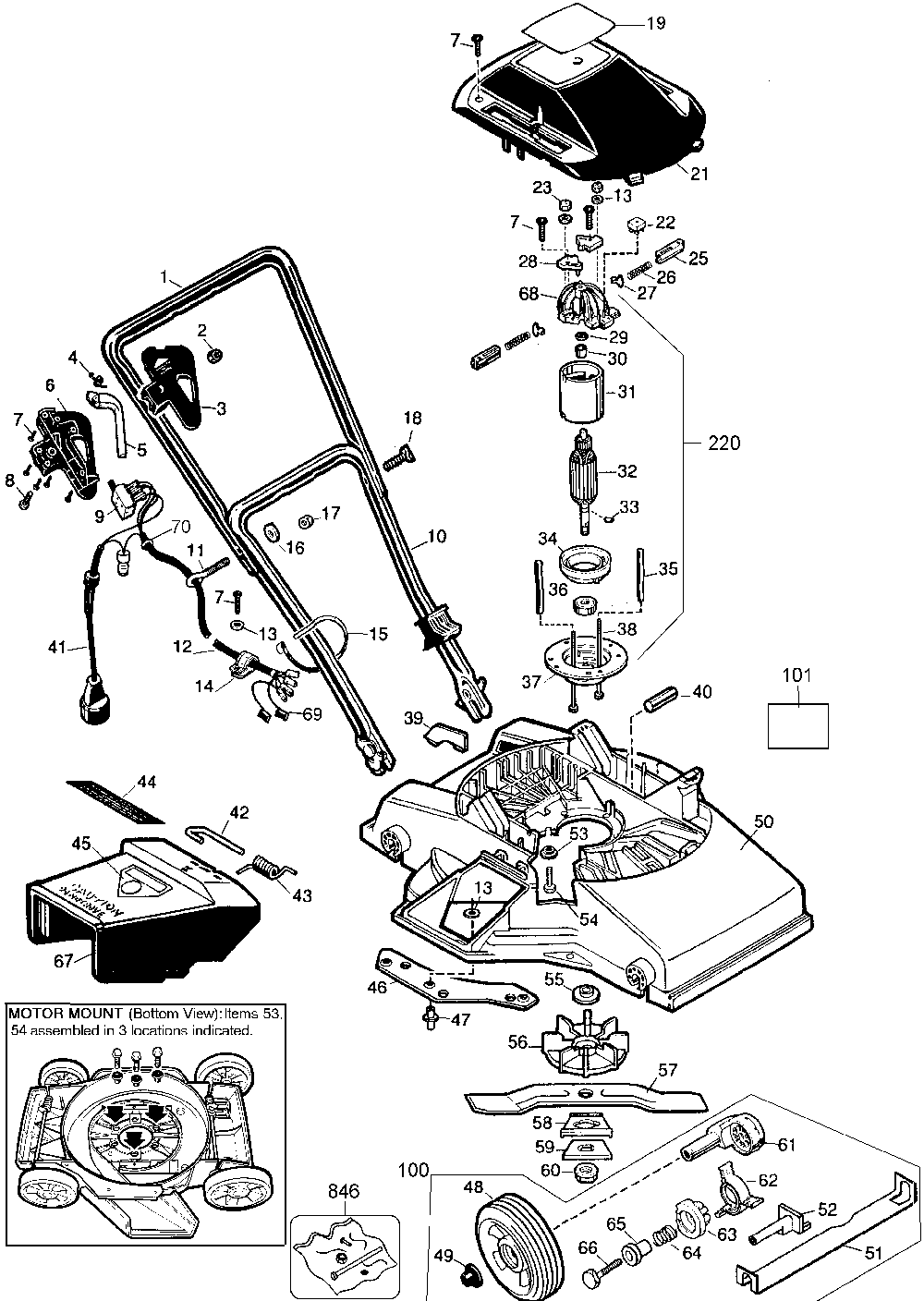 Exploded Diagram A Diagram and Parts List for M2240 Type 3 Black and Decker Lawn Mower